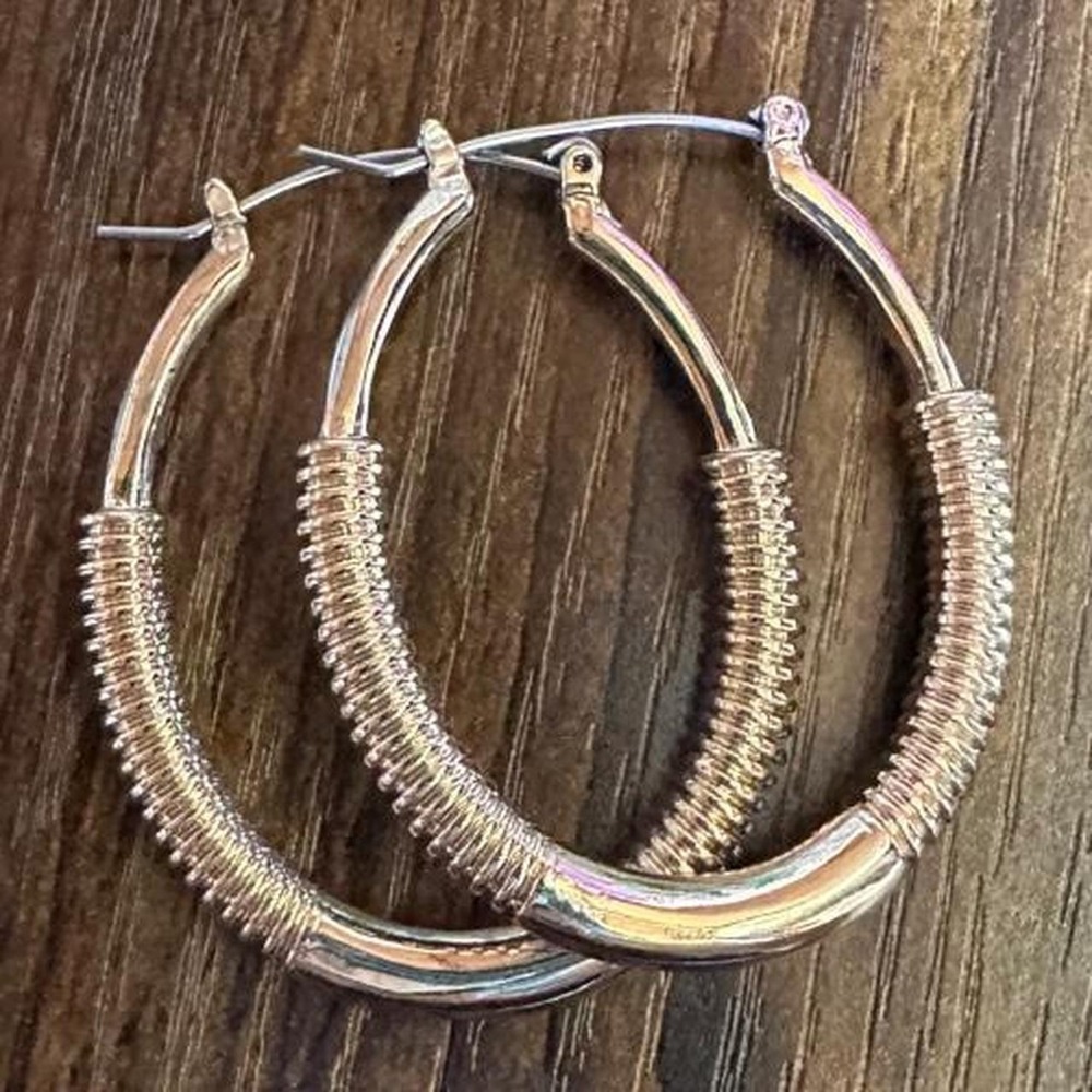 Gold Textured Hoops